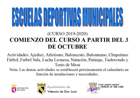 CARTEL DE ESCUELAS DEPORTIVAS- Comienzo Curso