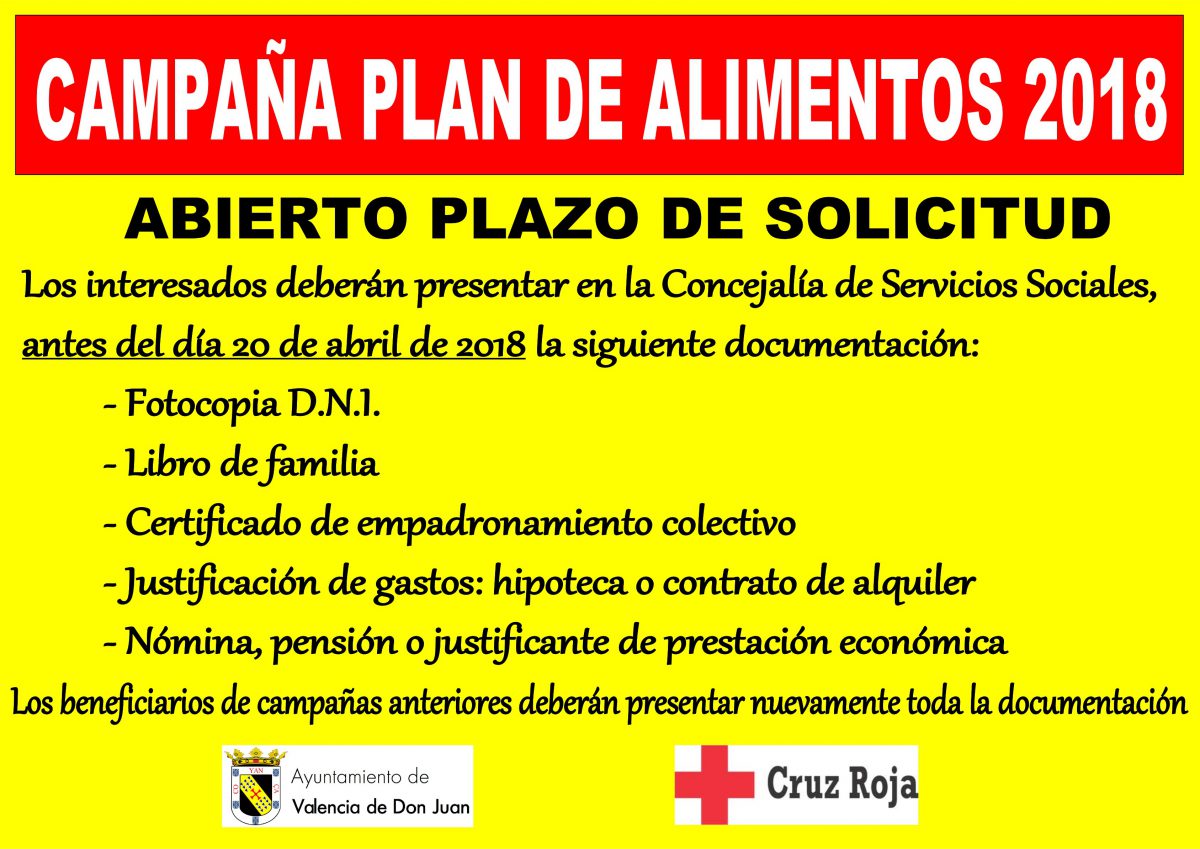 Abierto el plazo de solicitud Campaña Plan de Alimentos 2018