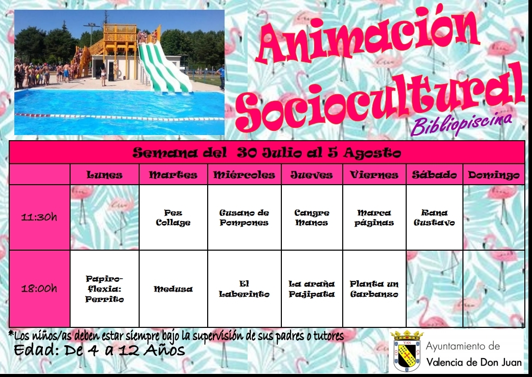 Bibliopiscina – Actividades del 30 de julio al 5 de agosto