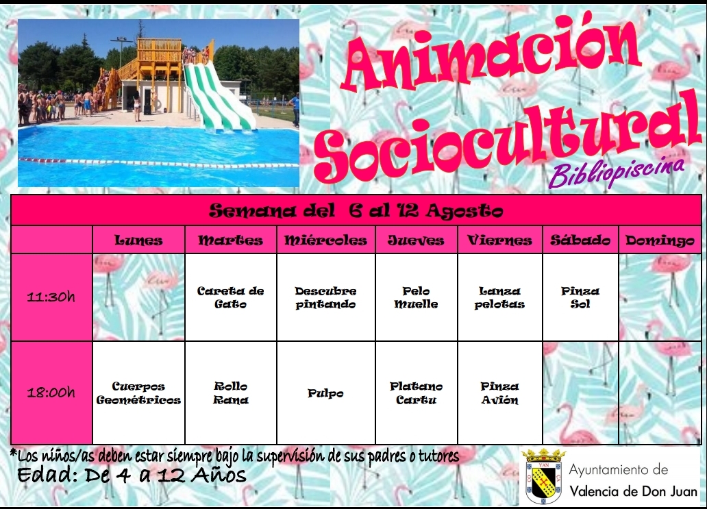 Bibliopiscina – Actividades del 6 al 12 de agosto