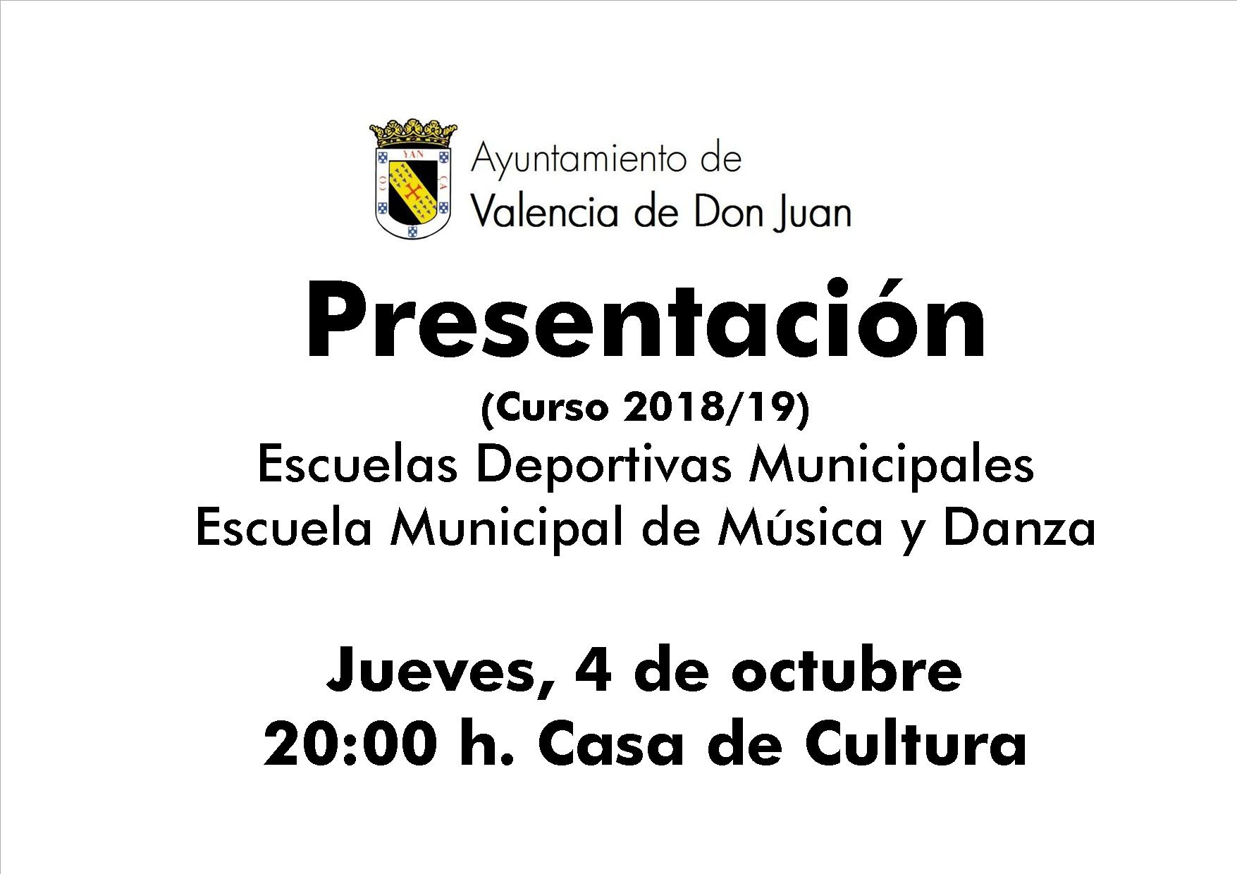 Presentación Escuelas Deportivas Municipales y Escuela Municipal de Música y Danza
