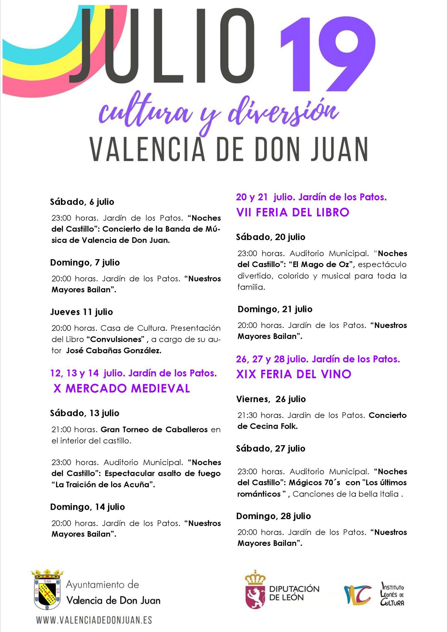 Programación para julio 2019