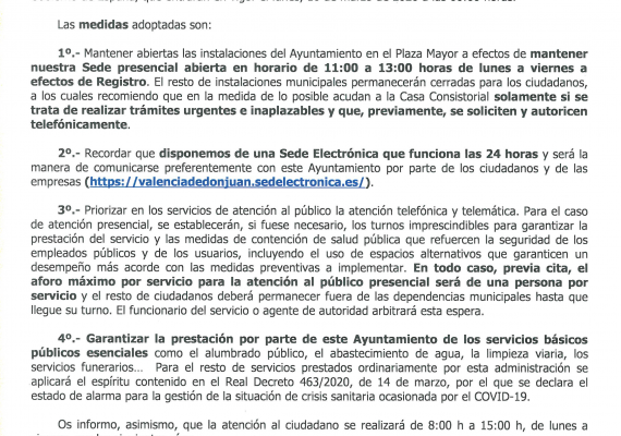 20200315 Bando Alcaldía organización Ayto frente a Covid-19