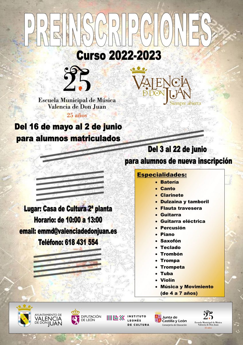 Cartel preinscripciones 2022-2023