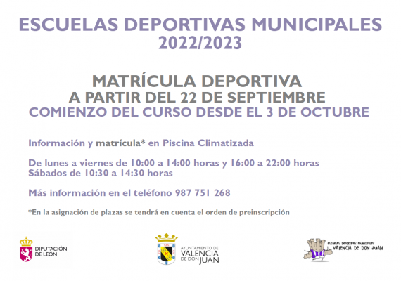 Valencia-De-Don-Juan-Escuelas-Deportivas-Municipales-Matrícula-22-23