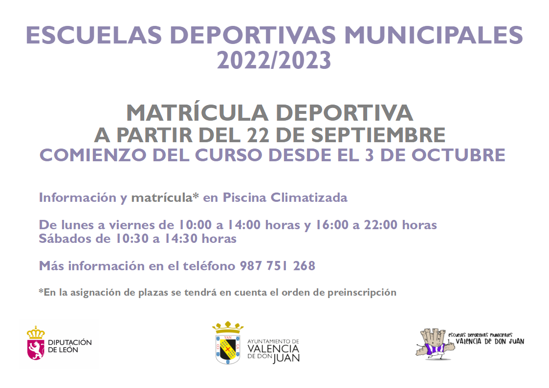 Valencia-De-Don-Juan-Escuelas-Deportivas-Municipales-Matrícula-22-23