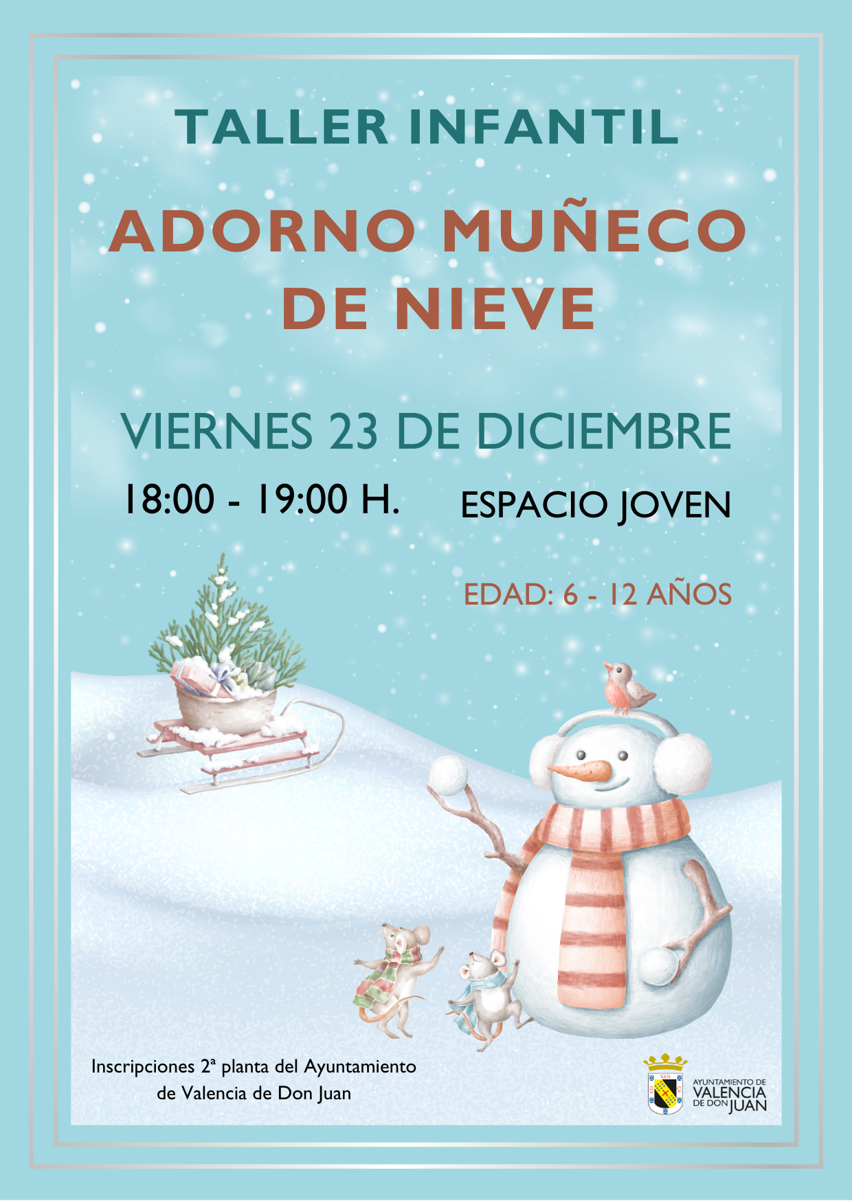 Taller Infantil Adorno Muñeco de Nieve