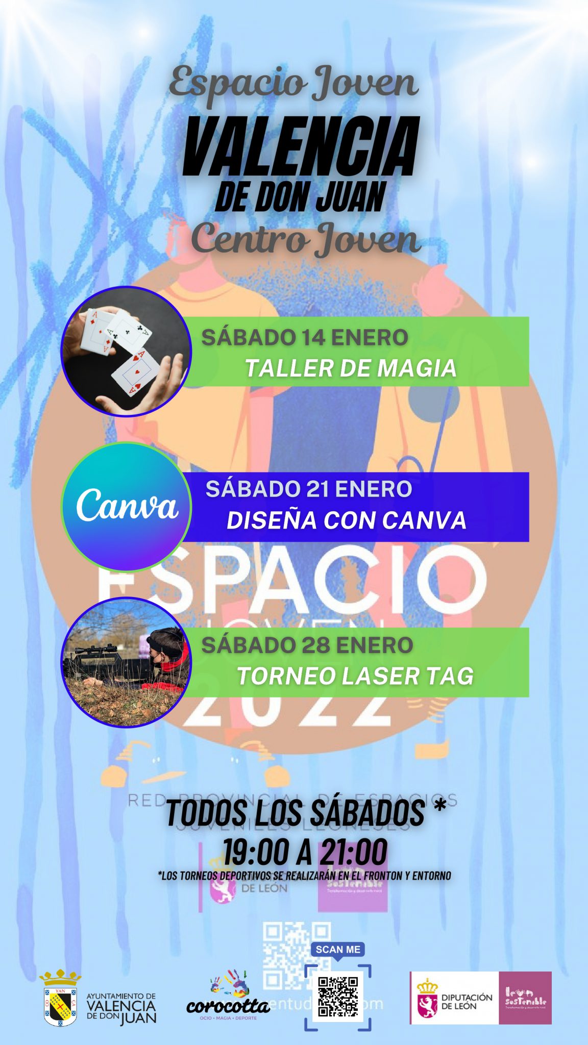 Espacio Joven: Taller de magia, diseña con canva y torneo de laser tag