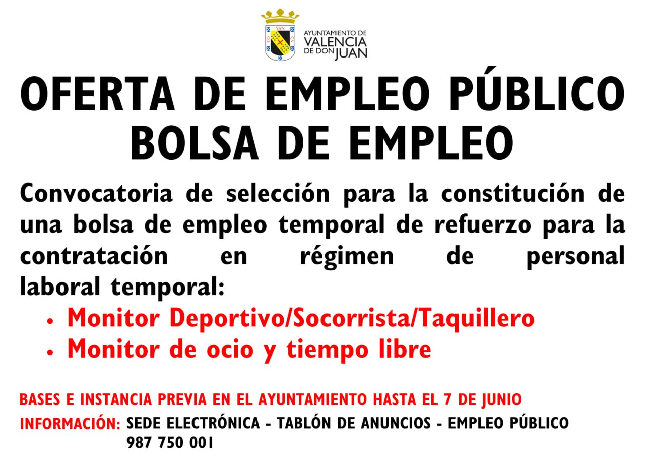 Bolsas Empleo Público Monitor Deportivo Socorrista Taquillero y Monitor Ocio y Tiempo libre