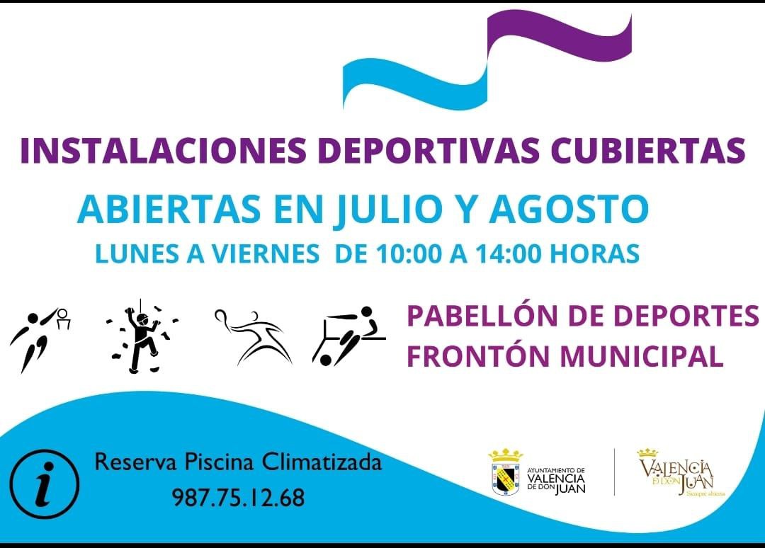 Instalaciones Deportivas Cubiertas Abiertas en Julio y Agosto