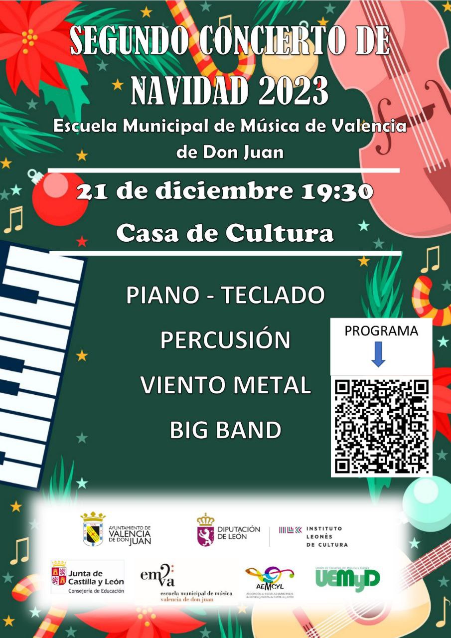 Segundo Concierto de Navidad 2023 de la Escuela Municipal de Música de Valencia de Don Juan