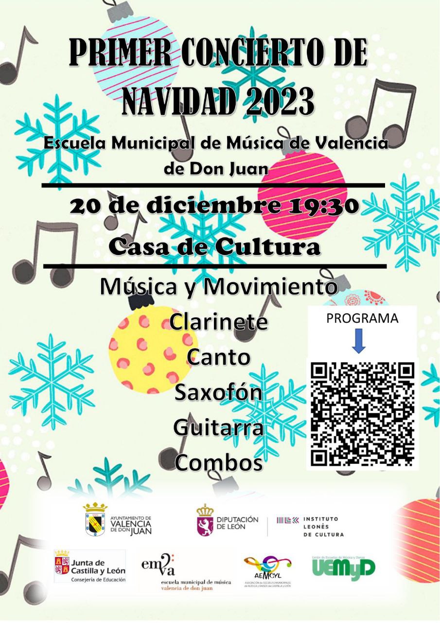 Primer Concierto de Navidad 2023 de la Escuela Municipal de Música de Valencia de Don Juan