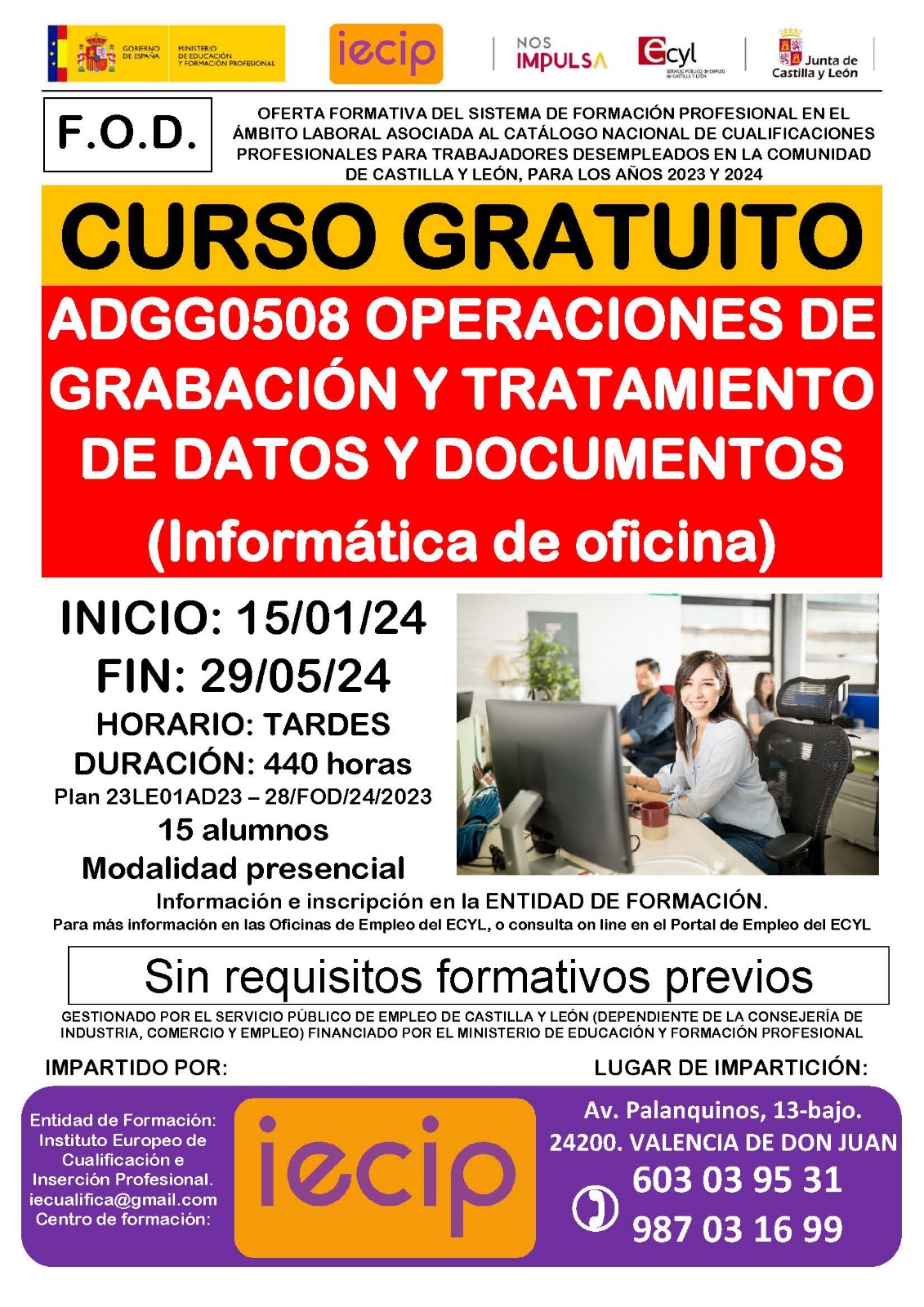 Curso gratuito: Operaciones de grabación y tratamiento de datos y documentos (informática de oficina)