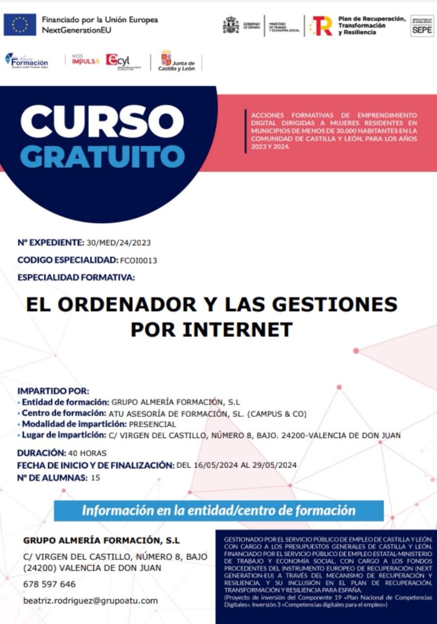 Curso gratuito: El ordenador y las gestiones por Internet