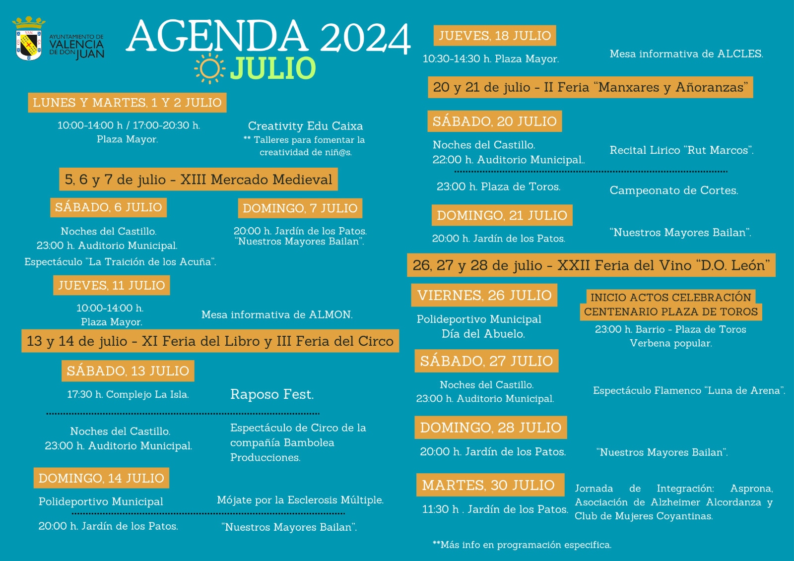 Agenda julio 2024