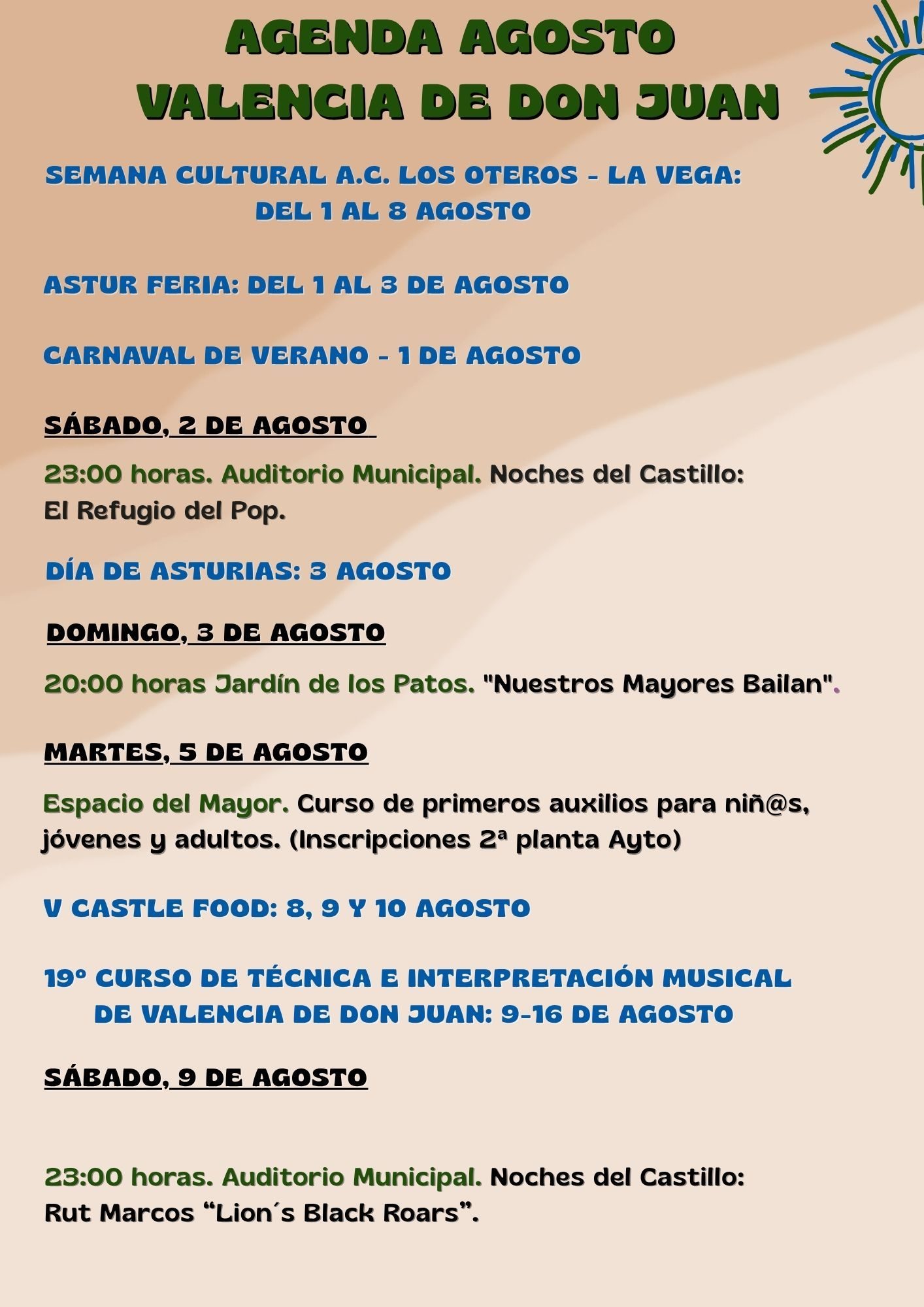 Agenda Agosto 2025 – Ayuntamiento de Valencia de Don Juan