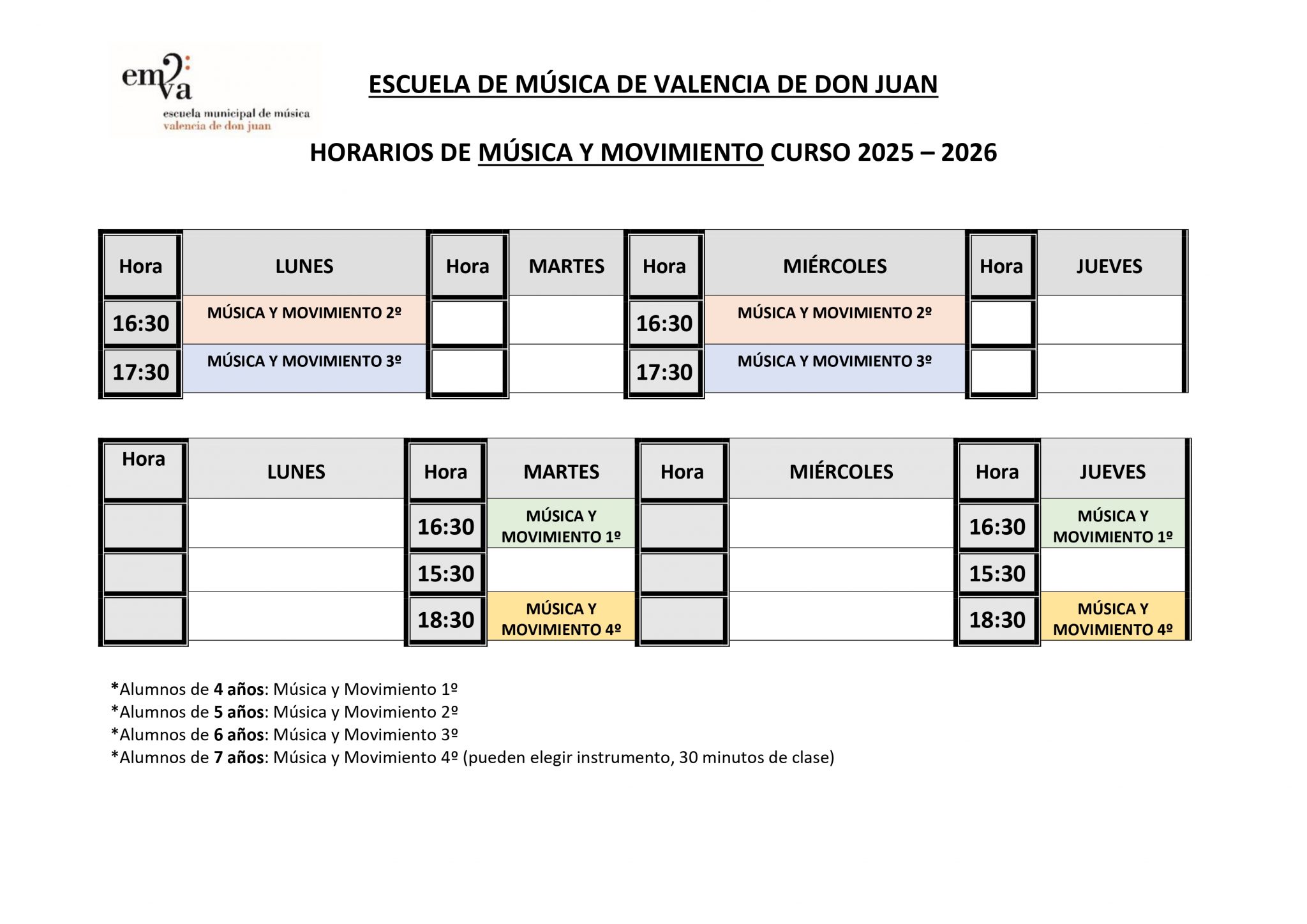 HORARIOS DE MUSICA Y MOVIMIENTO CURSO 2025 - 2026_page-0001